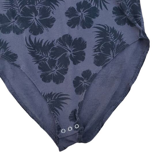Victoria's Secret PINK Tropical Print Bodysuit Short Sleeve Palm Grey Black XS - Picture 6 of 11